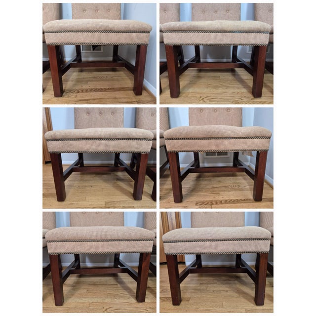Late 20th Century 1990s Ralph Lauren for Henredon Large High Back Tufted Houndstooth Dining Chairs W/ Nail Head Trim, Set of 6 For Sale - Image 5 of 12