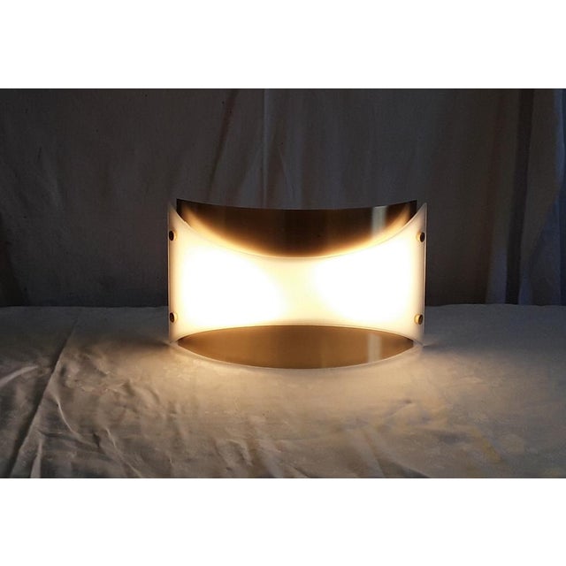 Vintage German Wall Lamp with Gold-Colored Metal Frame and Matte Vaulted Glass from Bankamp, 1990s For Sale - Image 6 of 9