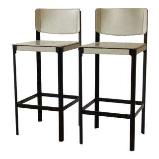 Mateo Grassi Sistina Italian Leather Counter Stools - A Pair For Sale