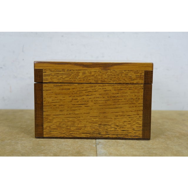 Vintage Walt D Richard Quartered Oak Felt Lined Trinket Keepsake Box 7" For Sale - Image 6 of 13