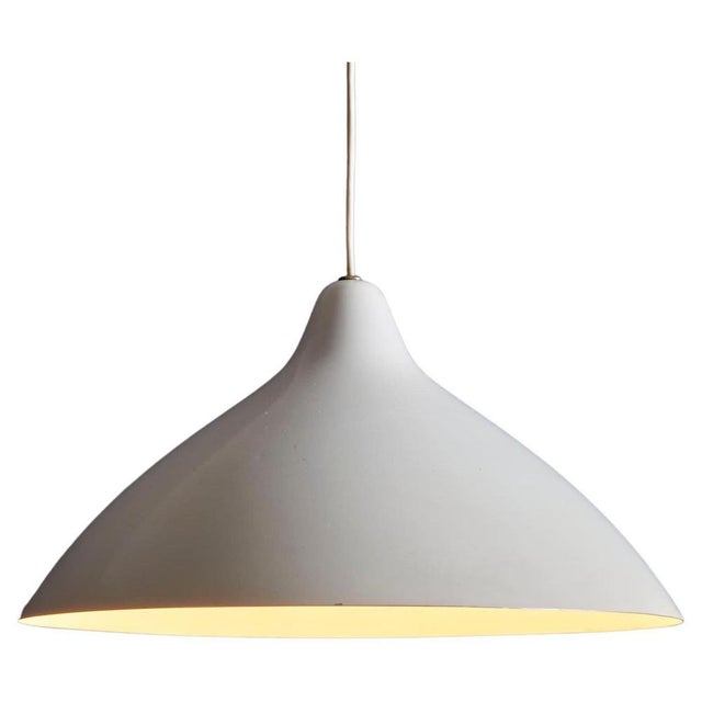 White Pendant Lamp in Aluminum by Lisa Johansson-Pape for Orno, 1960s For Sale - Image 6 of 6