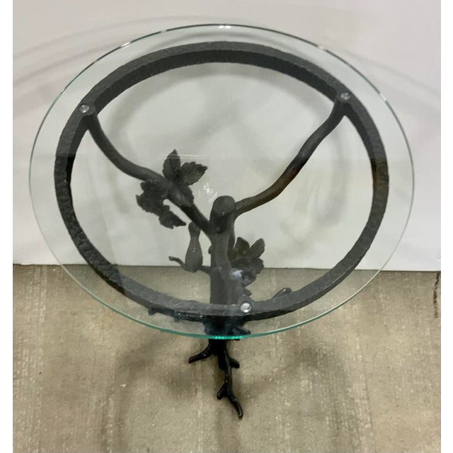 Stylish Jonathan Charles Organic Cast Bronze Side Table, glass top, showroom floor sample