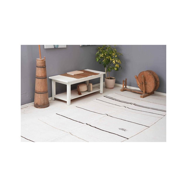 White Black Vintage Hemp Rug - 4`11" X 10`2" For Sale - Image 4 of 6