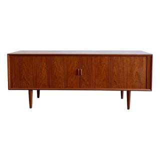 Svend Aage Larsen for Faarup Møbelfabrik Mid Century Danish Teak Tambour Door Credenza For Sale