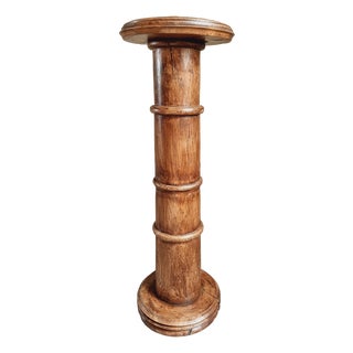 Antique French Elmwood Pedestal Column, 1890s For Sale