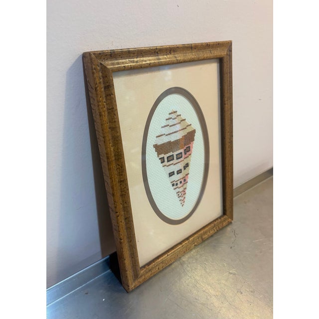 Mid-Century Modern Framed Needlepoint Shell Textile Art For Sale - Image 3 of 3