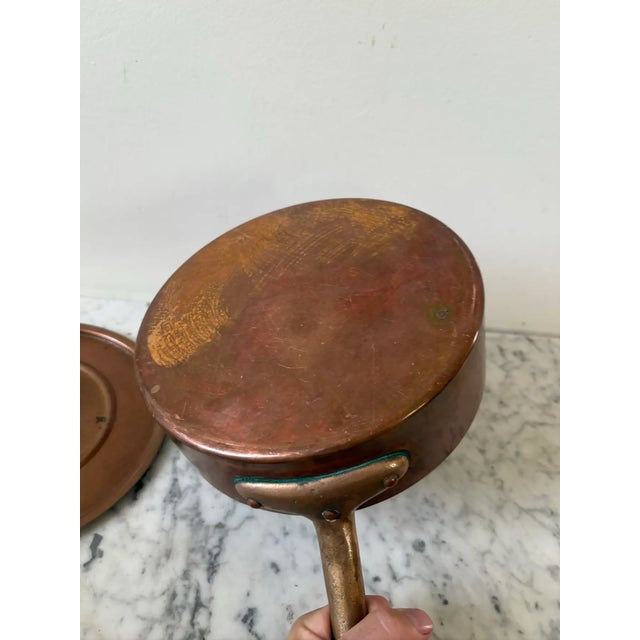 Farmhouse Vintage Copper Saucepan With Lid For Sale - Image 3 of 8
