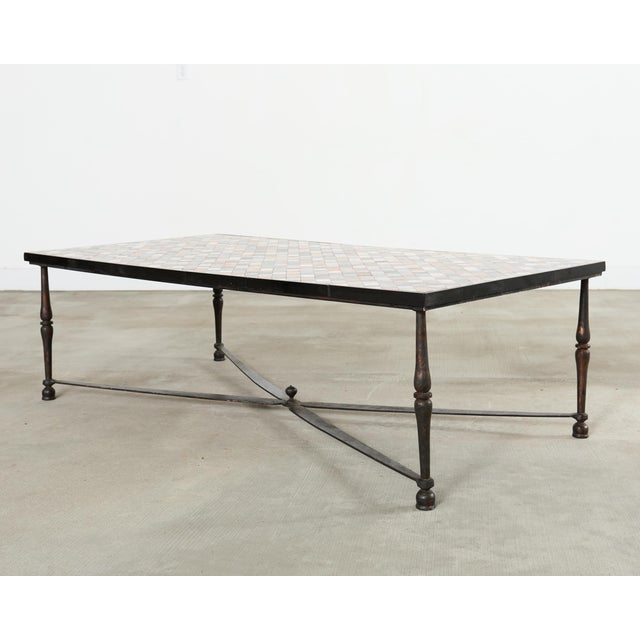 Late 20th Century Monumental Italian Mosaic Marble Top Specimen Cocktail Table For Sale - Image 5 of 18