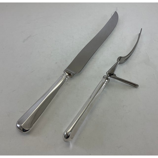 James Dixon & Sons 1980s Silver Pair Carving Set, Carving Fork & Carving Knife, Rattail . For Sale - Image 4 of 12