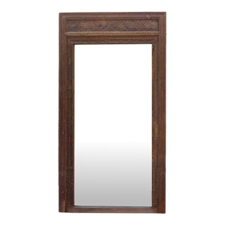 Antique Diamond Rosette Carved Floor Mirror For Sale