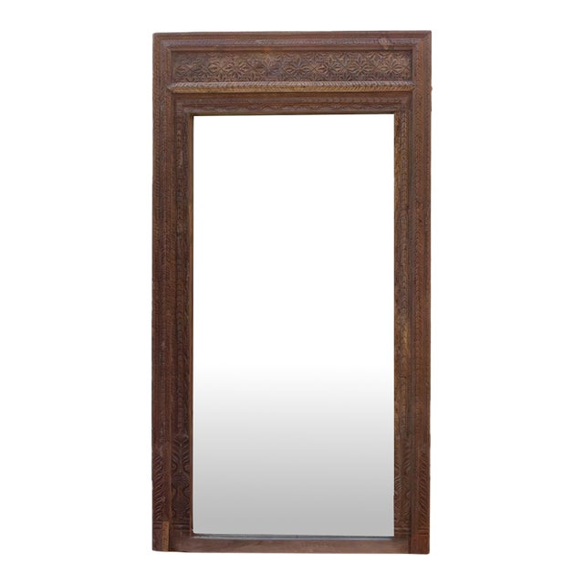 Antique Diamond Rosette Carved Floor Mirror For Sale