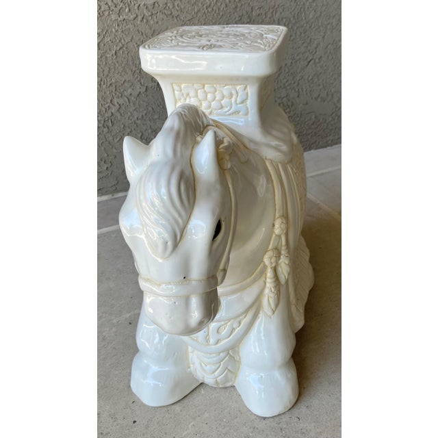 Circa 1980 Fabulous Linen-Hued Earthenware Pony Garden Stool / Plant Stand For Sale In Austin - Image 6 of 18