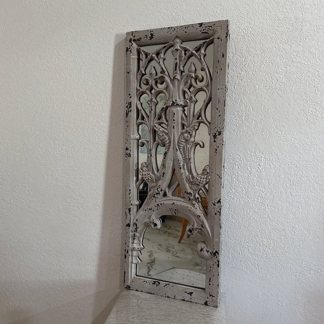 Wood Vintage Gothic Mirror For Sale - Image 7 of 11