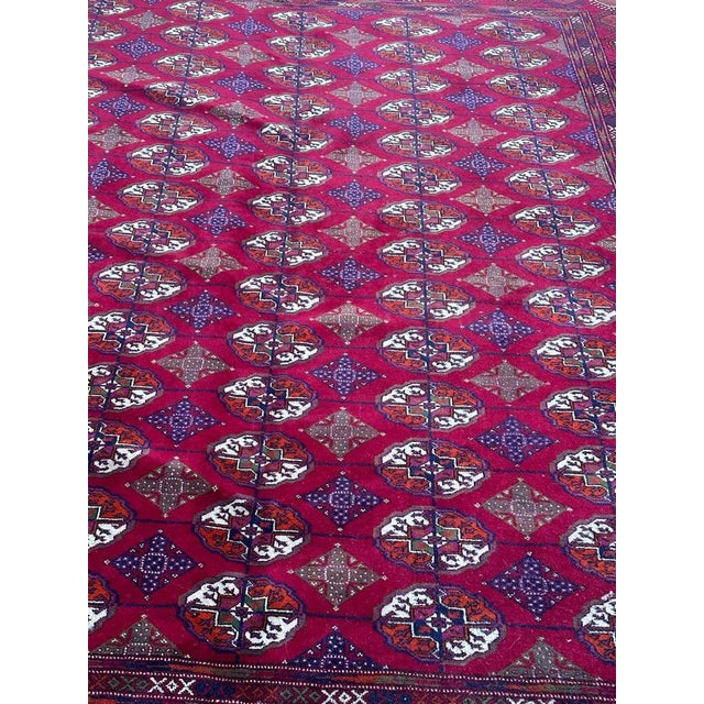 Wonderful large vintage Bokhara rug with beautiful geometrical design of typical Bokhara rugs and nice colours with a...