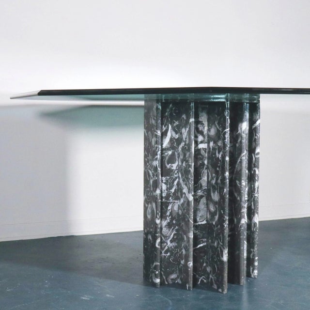 Contemporary Sculptural Carnico Gray Marble Marble Pedestal Dining Table For Sale - Image 3 of 6