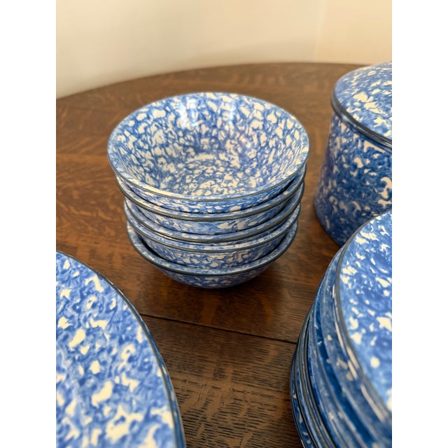 Mid 20th Century Mid 20th Century Stangl Spongeware Pottery Large Dish Set - 43 Pieces For Sale - Image 5 of 16