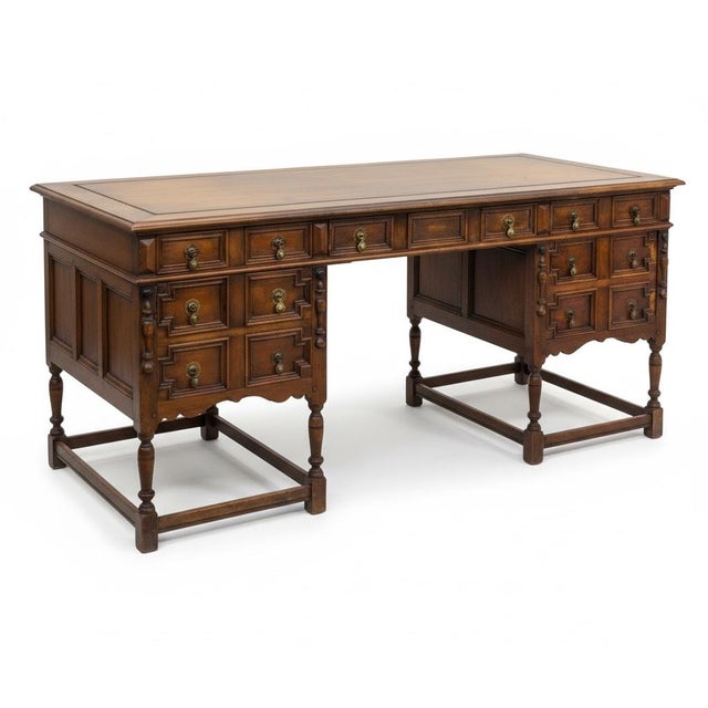 1920s William and Mary Style Carved Walnut Executive Desk by r.g. Kittinger For Sale In Atlanta - Image 6 of 8