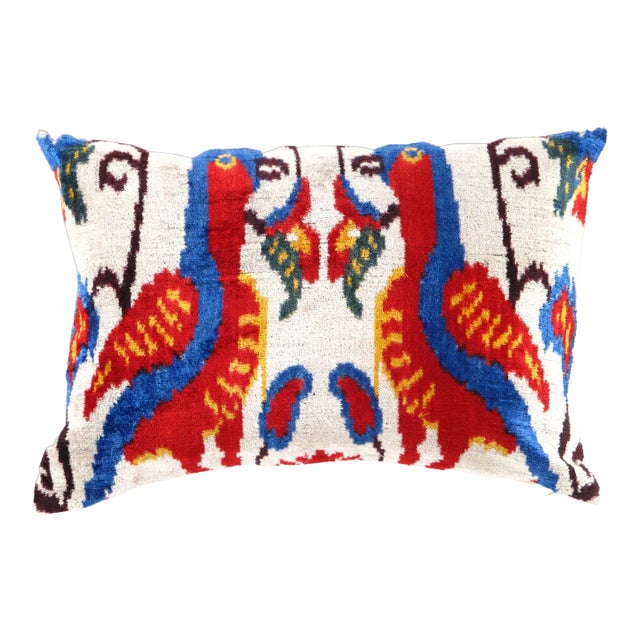 Contemporary Silk Velvet Ikat Pillow For Sale