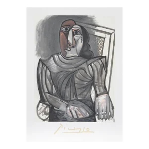 1980s "Femme Assise a la Robe Grise" Lithograph After Pablo Picasso