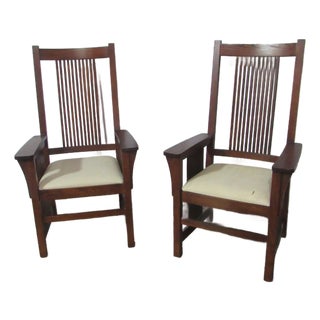 1980s Pair Mission Oak Pa House Pennsylvania Dining Room Chairs For Sale
