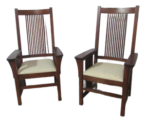 1980s Pair Mission Oak Pa House Pennsylvania Dining Room Chairs