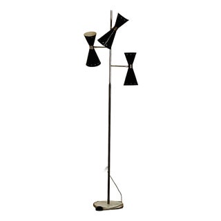 Floor Lamp with White Marble Base For Sale