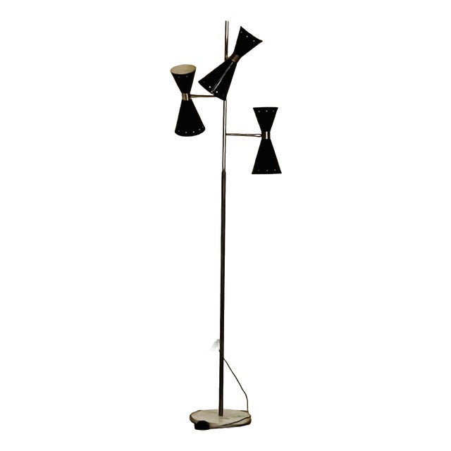 Floor Lamp with White Marble Base For Sale