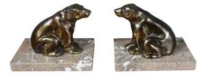 Bear Bookends in Golden Metal, 1920, Set of 2