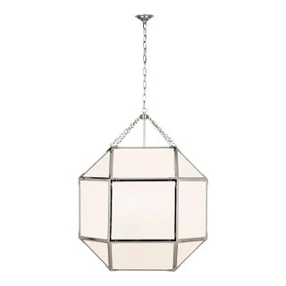 Suzanne Kasler for Visual Comfort Signature Morris Grande Lantern in Polished Nickel with White Glass For Sale
