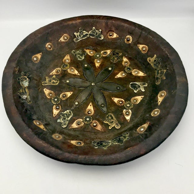 Early 20th Century Moroccan Kasriya Bowl With Inlaid Silver, Bronze, and Camel Bone For Sale - Image 4 of 6