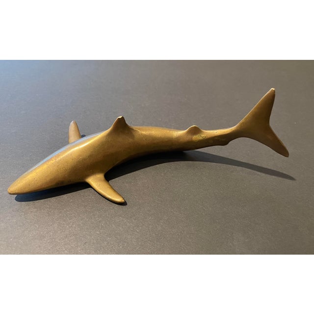 Very heavy brass shark, maybe intended to be a paperweight for your aggressive uncle's desk, unmarked.