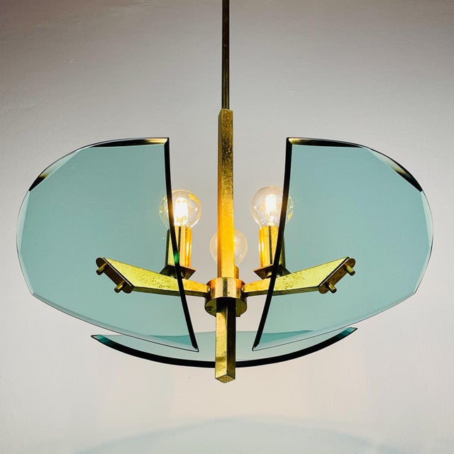 Gold Vintage Art Glass Pendant Lamp from Fontana Arte, Italy, 1950s For Sale - Image 8 of 13