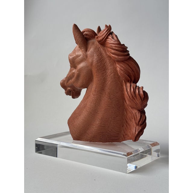 Sculpture of a Horse's Head in Resin and Acrylic after Miguel Senserrich, 1920s-1940s For Sale - Image 3 of 8