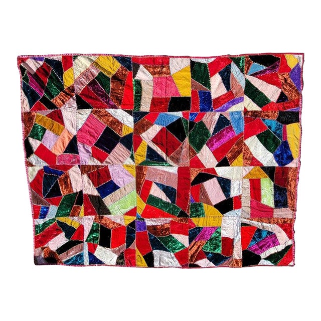 19thc Velvet Crazy Quilt From Ohio For Sale