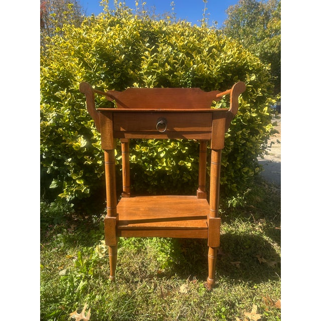 Traditional Antique 19th Century Wooden Washstand With Scrolled Gallery, Drawer and Lower Shelf For Sale - Image 3 of 7