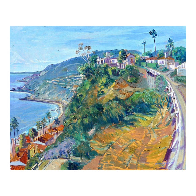 Pacifiic Palisades Oil Painting of Tramento Drive, Los Angeles, California For Sale