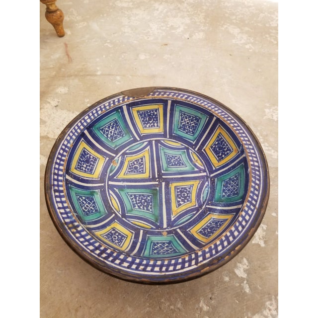 Metal Antique Moraccan Ceramic Bowl For Sale - Image 7 of 11