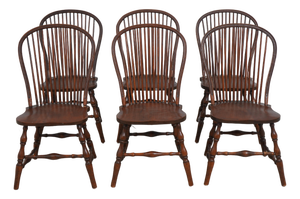 Set of 6 Bow Back English Windsor Chairs