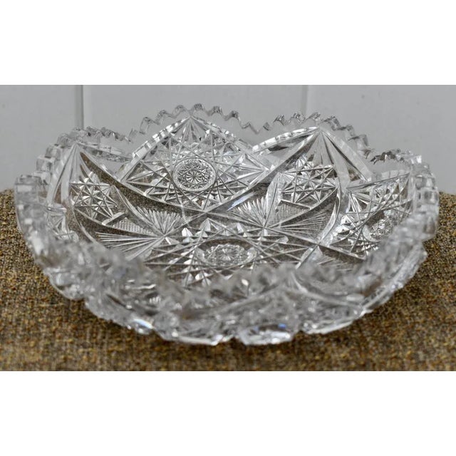 Vintage Heavy Billant Cut Glass Round Bowl For Sale - Image 9 of 12