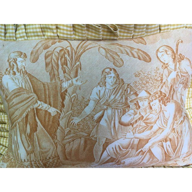 French Country Toile "The Chastity of Joseph" Pillow For Sale - Image 3 of 7