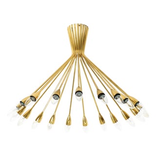 Large Mid-Century Modern Brass Sputnik Ceiling Light with 20 Arms, 1950s For Sale