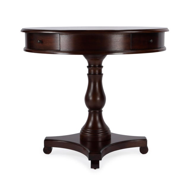 Fredrik 34 in. W Round Wood Pedestal Base Game table, Cherry For Sale In Chicago - Image 6 of 8