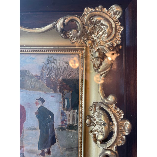 Wood Antique 19th Century English Equestrian Outdoor Scene Oil Painting For Sale - Image 7 of 7