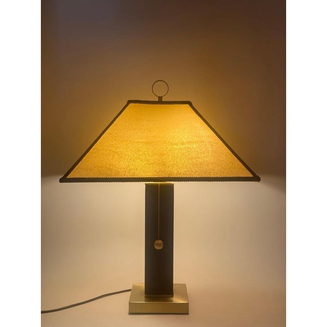 Leather and Brass Table Lamp, 1980s For Sale - Image 16 of 18