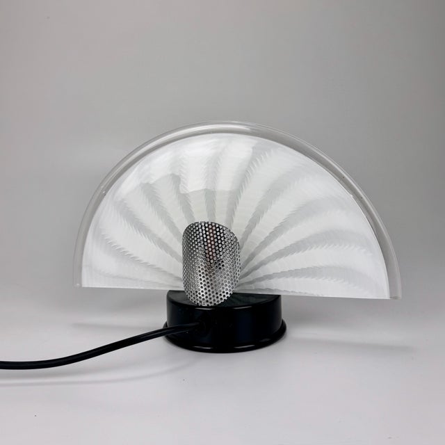 1990s Vintage Italian Halogen Fan Table Lamp in Murano Glass, 1990s For Sale - Image 5 of 9
