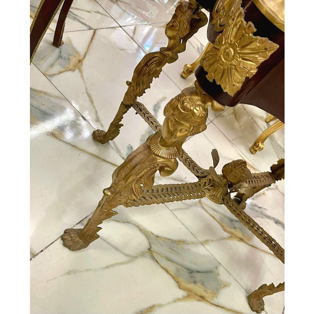 Metal French Louis XVI Display Vitrine With Gold Leaf Details, Tufted Interior & Glass Shelves For Sale - Image 7 of 7