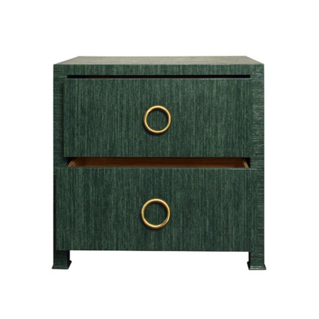 New special order item. Not vintage. The sophisticated Edelman Two Drawer Side table in natural grass cloth is a beautiful...