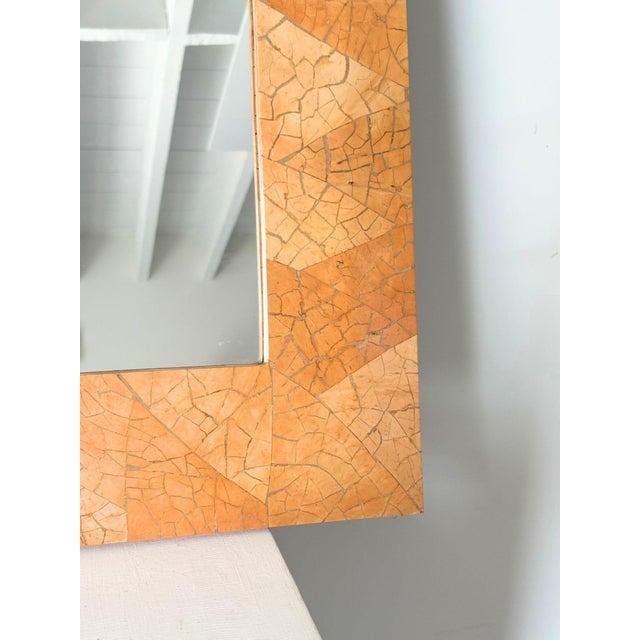 1960s Mid-Century Tessellated Coconut Shell Wall Mirror, Italy, 1960s For Sale - Image 5 of 9