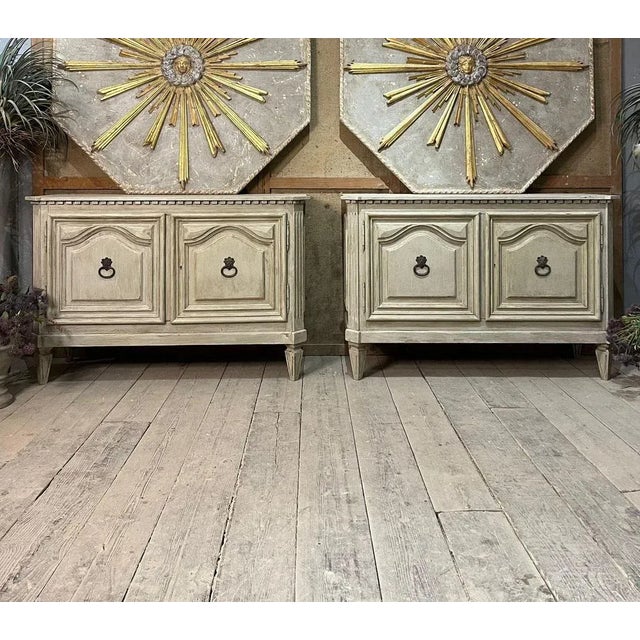 Beige Early 20th Century Italian Chests of Drawers with Wood Panels, Set of 2 For Sale - Image 8 of 9