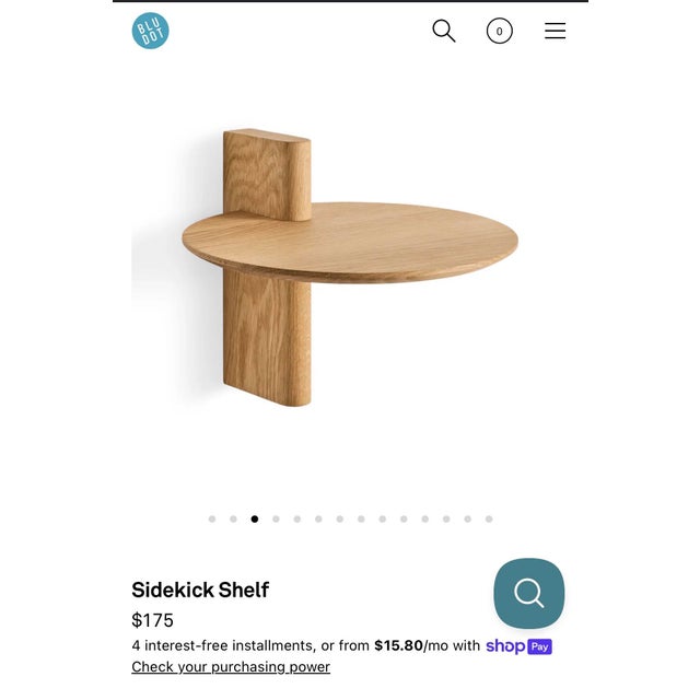Abstract White Oak Round Floating Wall Shelf For Sale - Image 3 of 3